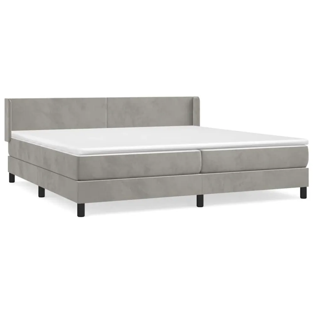 Cama com molasemcolchão 200x200 cm veludo cinzento-claro para Natal