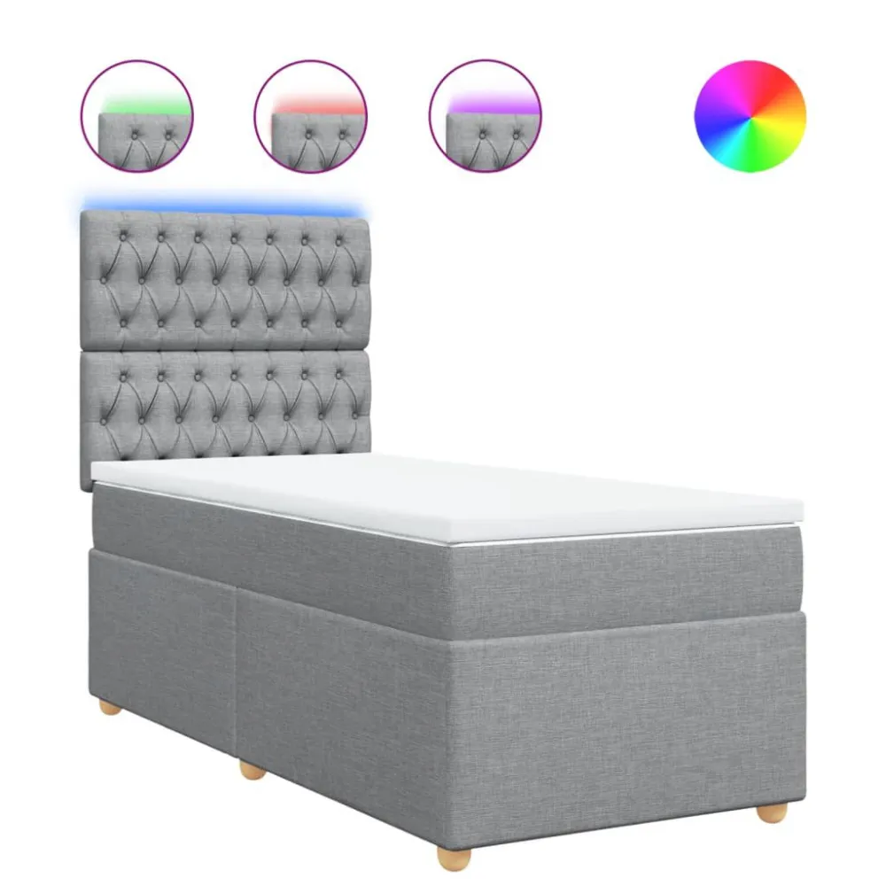 Cama com molasemcolchão 90x190 cm tecido cinzento-claro para Conforto Máximo