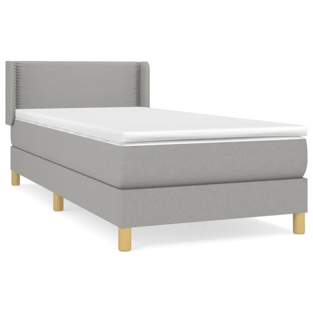 Cama com molasemcolchão 90x190 cm tecido cinzento-claro para Natal