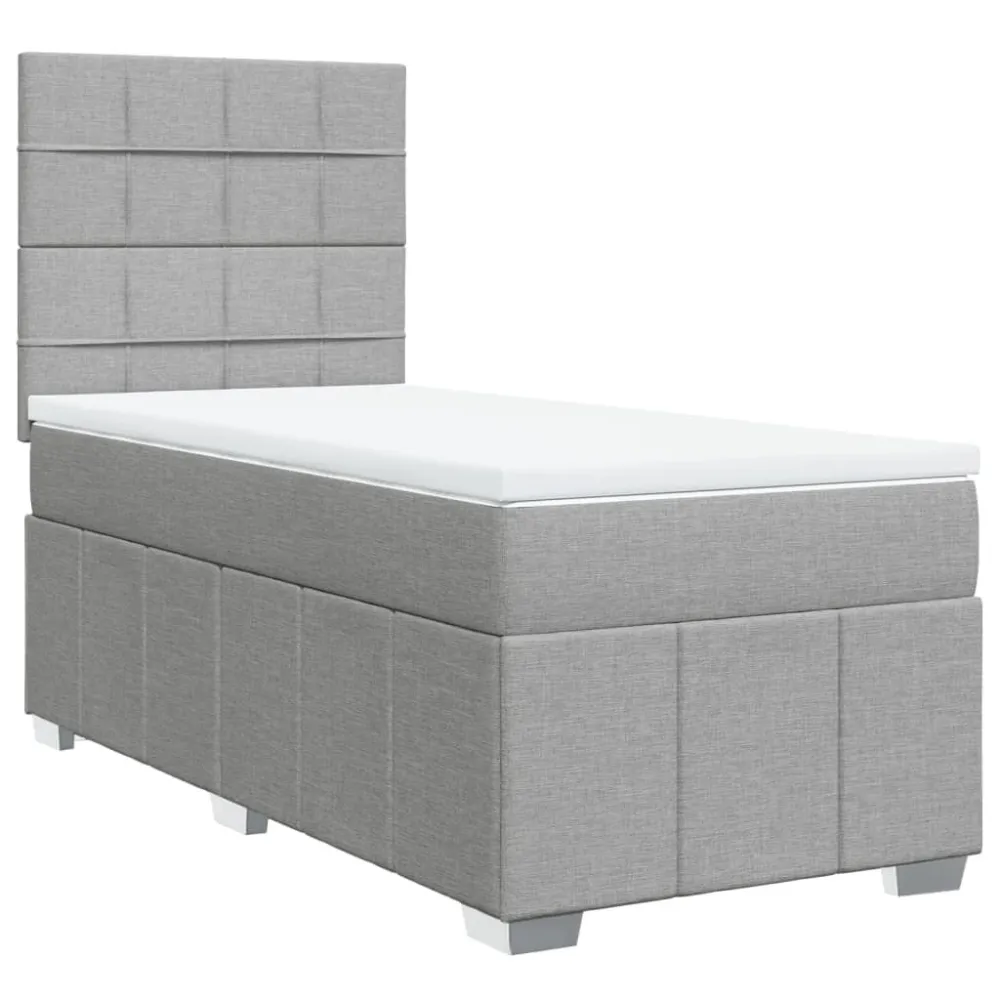 Cama com molasemcolchão 90x190 cm tecido cinzento-claro - 90% Pluma