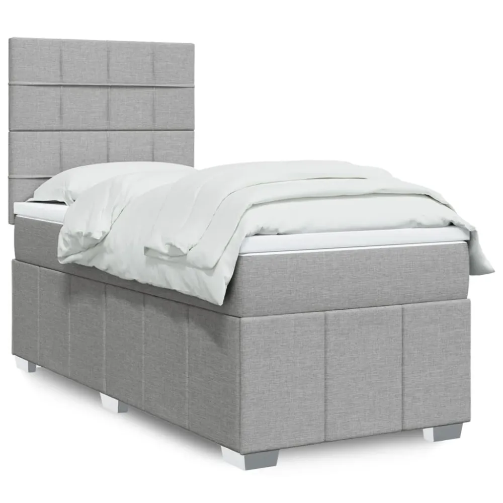 Cama com molasemcolchão 90x190 cm tecido cinzento-claro - 90% Pluma
