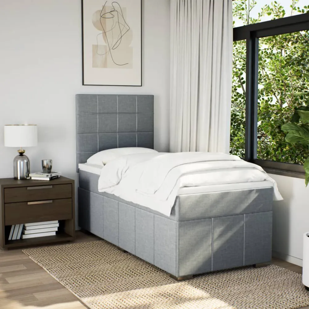 Cama com molasemcolchão 90x190 cm tecido cinzento-claro - 90% Pluma