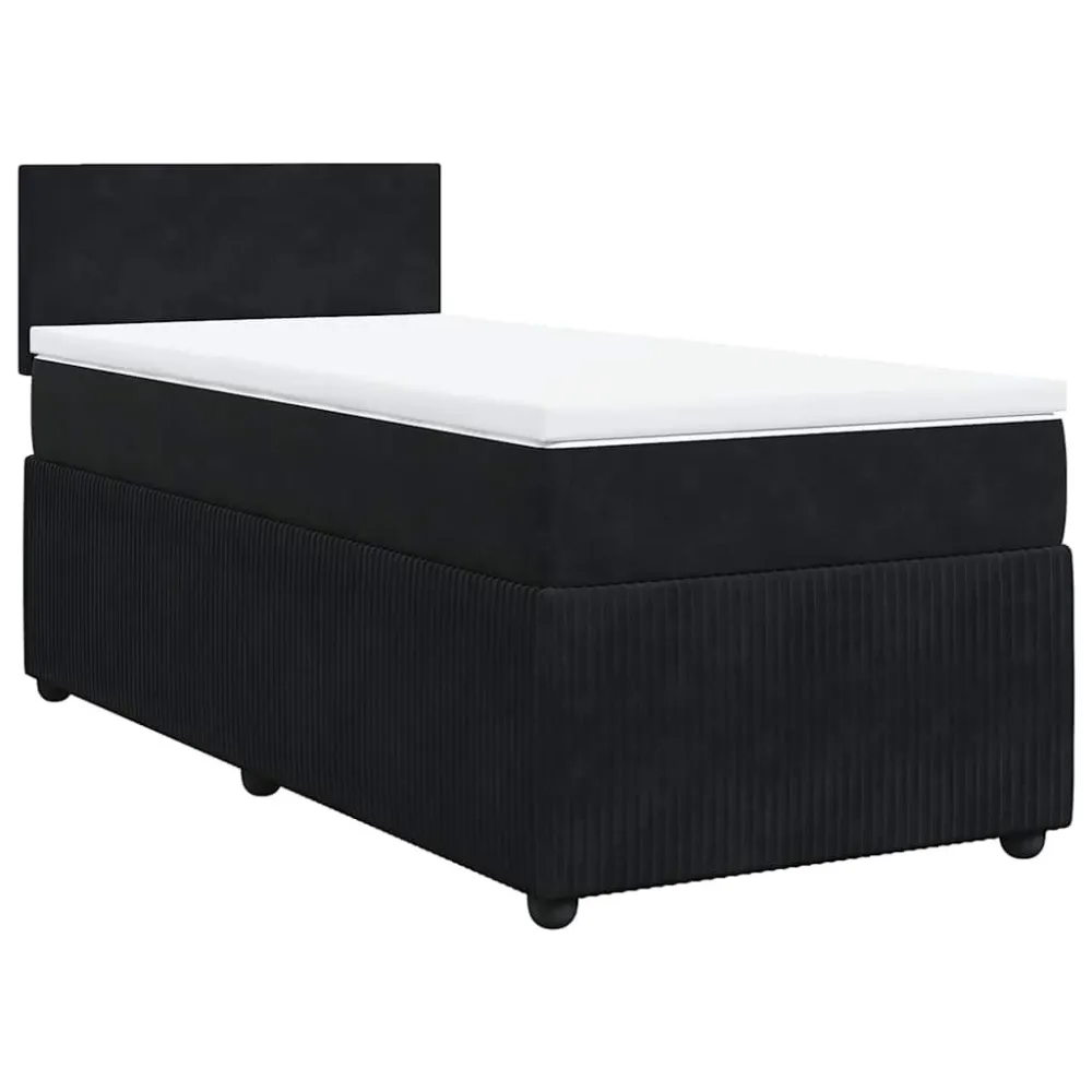 Cama com molasemcolchão 90x190 cm veludo preto em Branco Nuvem