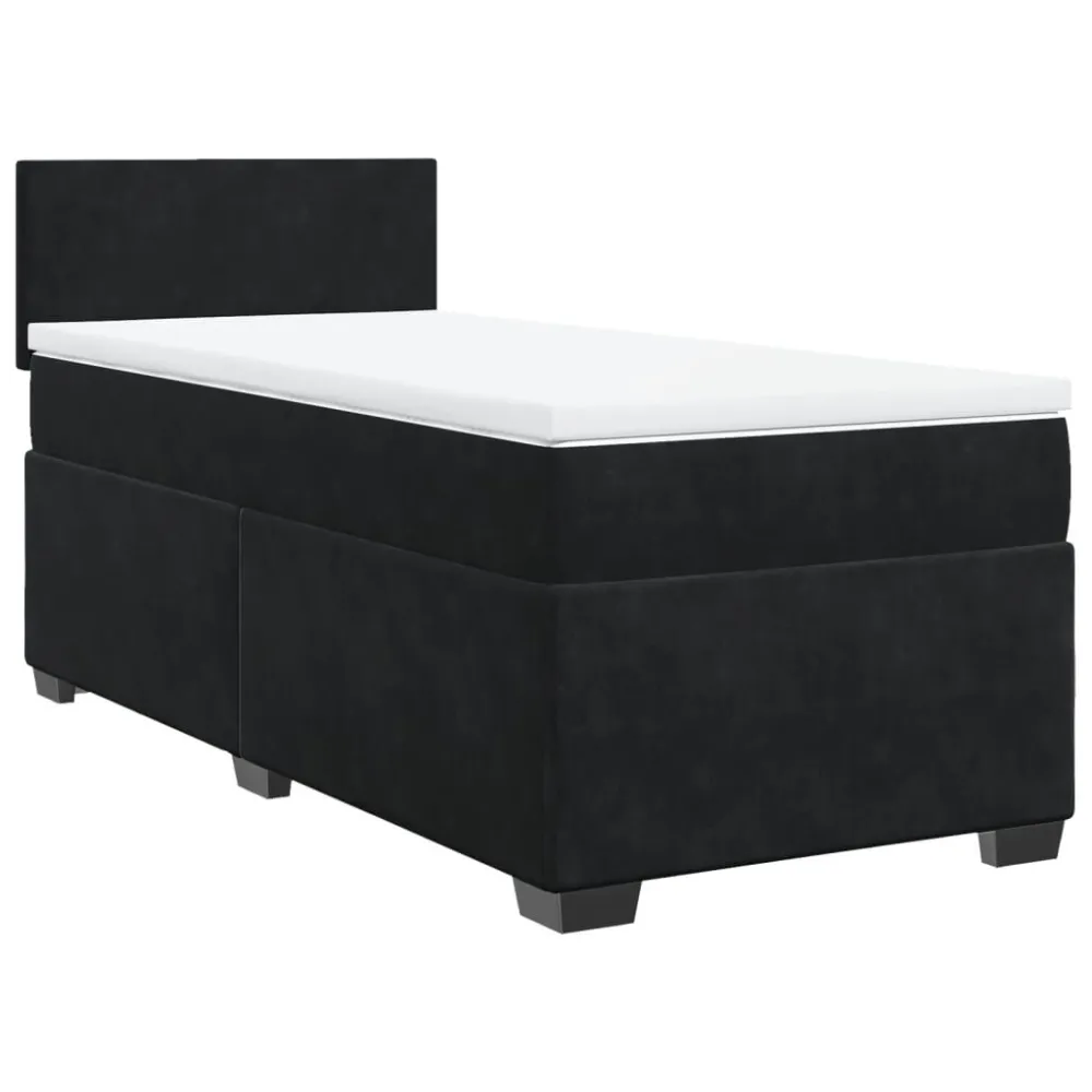 Cama com molasemcolchão 90x190 cm veludo preto compatible Capa de Edredão