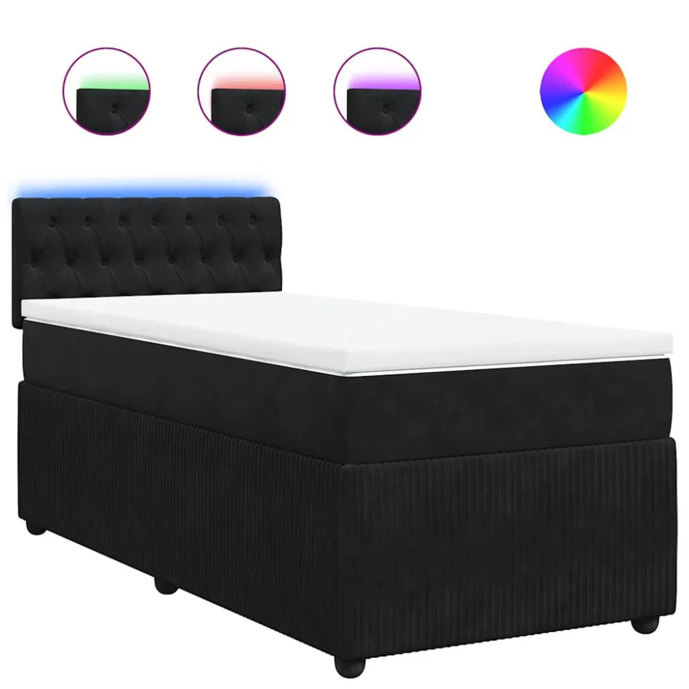 Cama com molasemcolchão 90x190 cm veludo preto para Natal