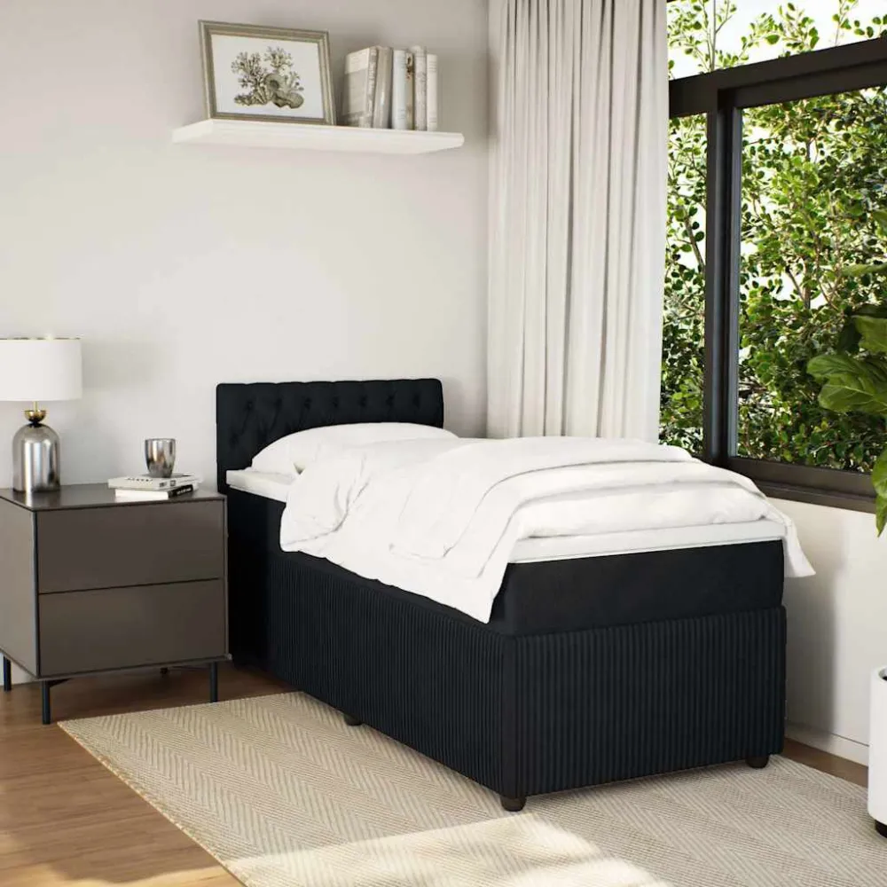 Cama com molasemcolchão 90x190 cm veludo preto para Natal