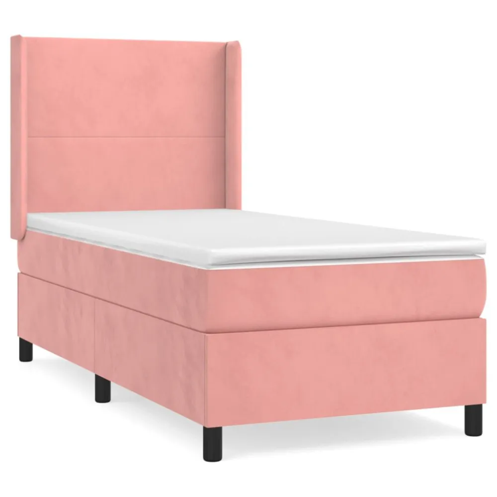 Cama com molasemcolchão 90x190 cm veludo rosa compatible Capa de Edredão