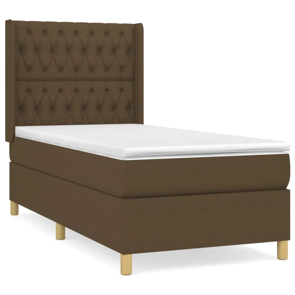 Cama com molasemcolchão 90x200 cm tecido castanho-escuro para Uso Adulto