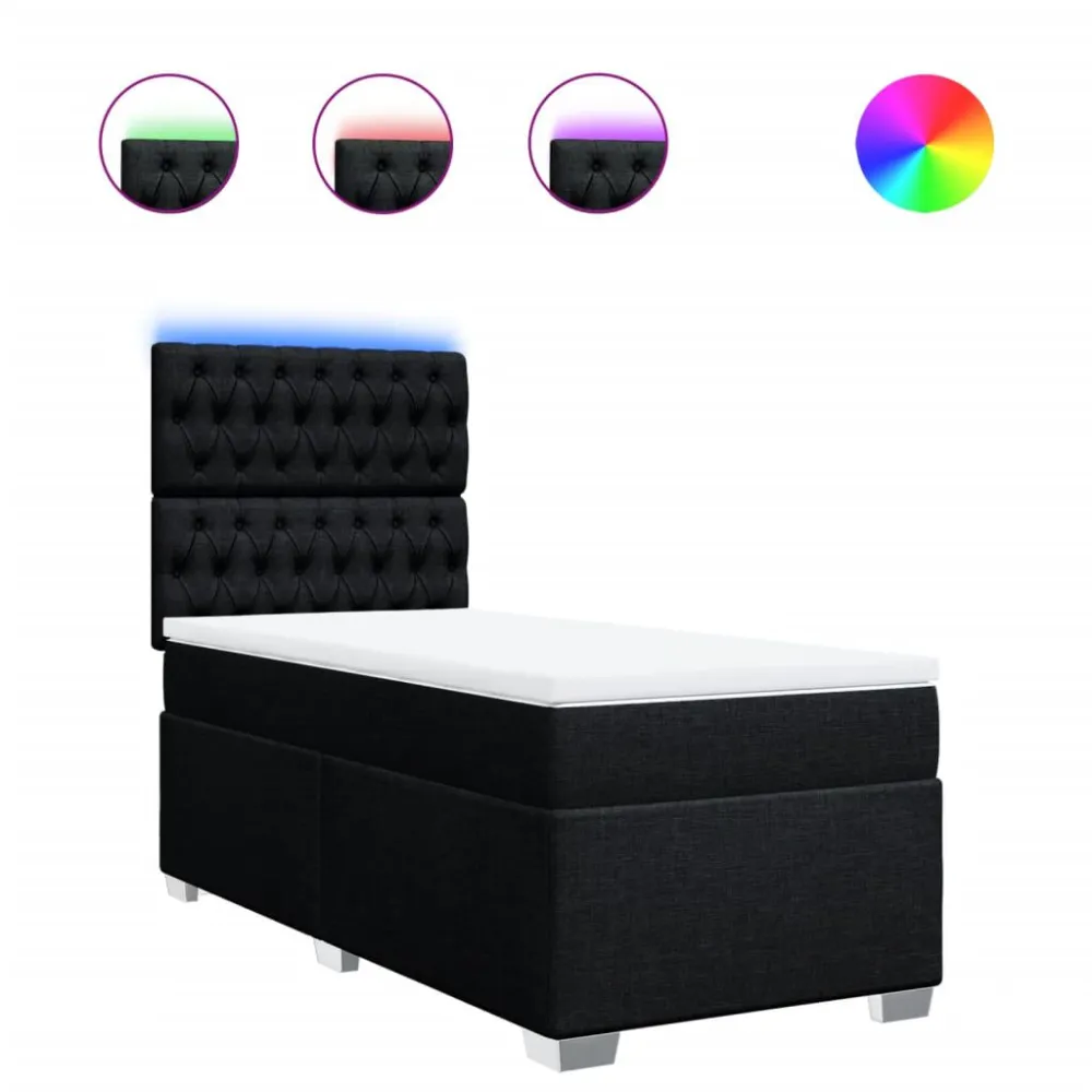 Cama com molasemcolchão 90x200 cm tecido preto em Branco Nuvem