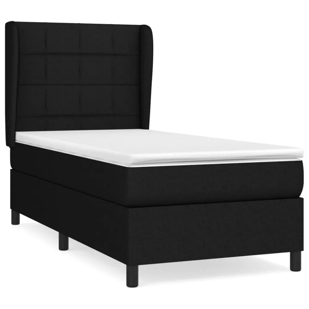 Cama com molasemcolchão 90x200 cm tecido preto para Noites Frias