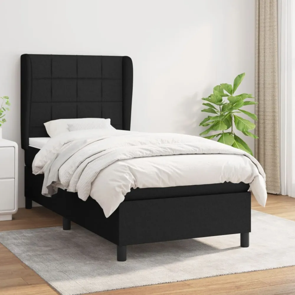 Cama com molasemcolchão 90x200 cm tecido preto para Noites Frias