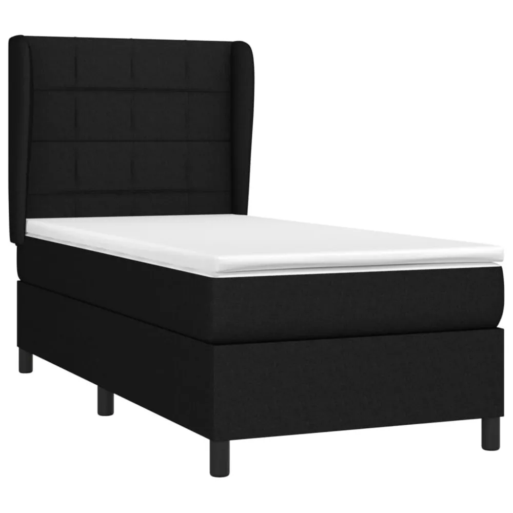 Cama com molasemcolchão 90x200 cm tecido preto para Noites Frias