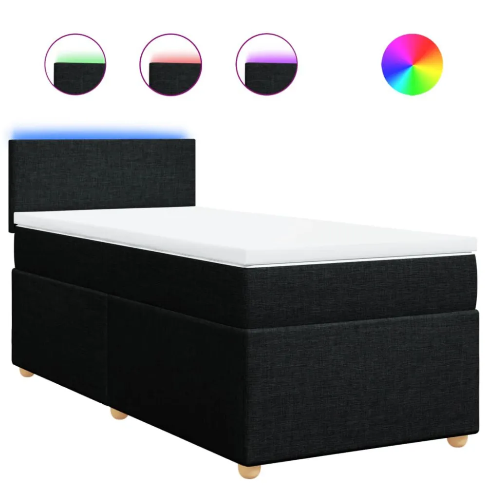 Cama com molasemcolchão 90x200 cm tecido preto from Portugal