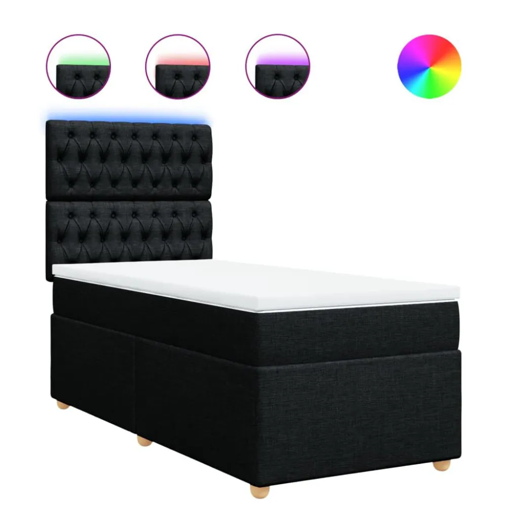 Cama com molasemcolchão 90x200 cm tecido preto from Portugal