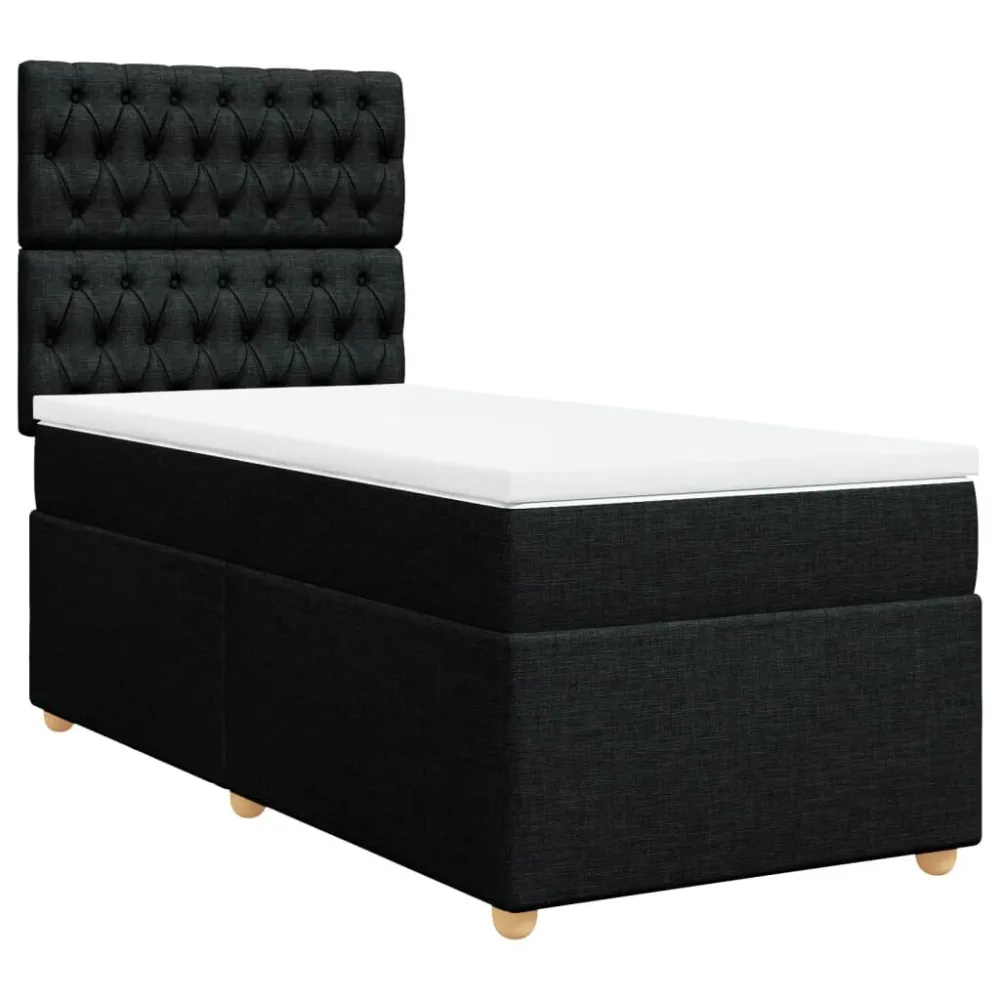 Cama com molasemcolchão 90x200 cm tecido preto from Portugal