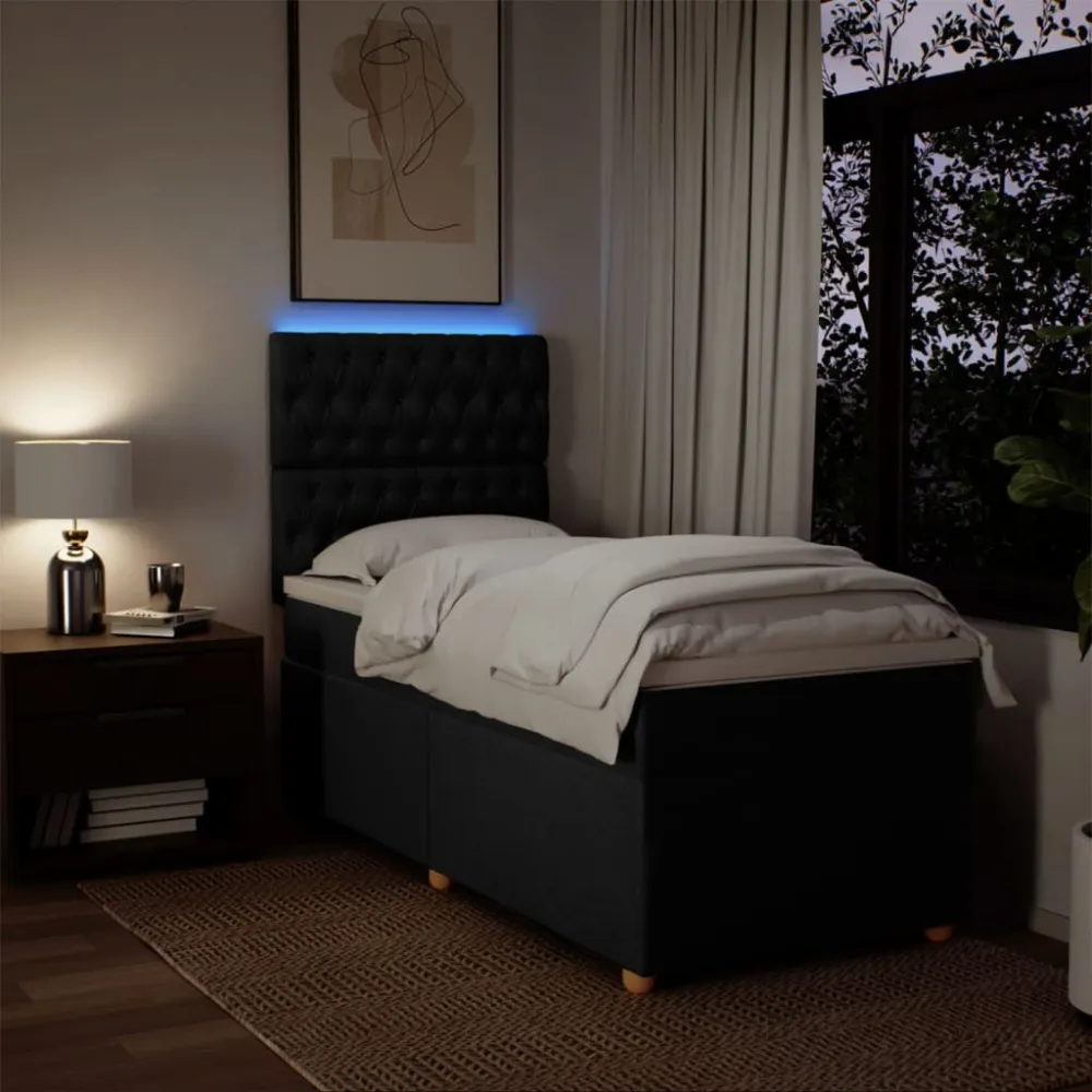 Cama com molasemcolchão 90x200 cm tecido preto from Portugal