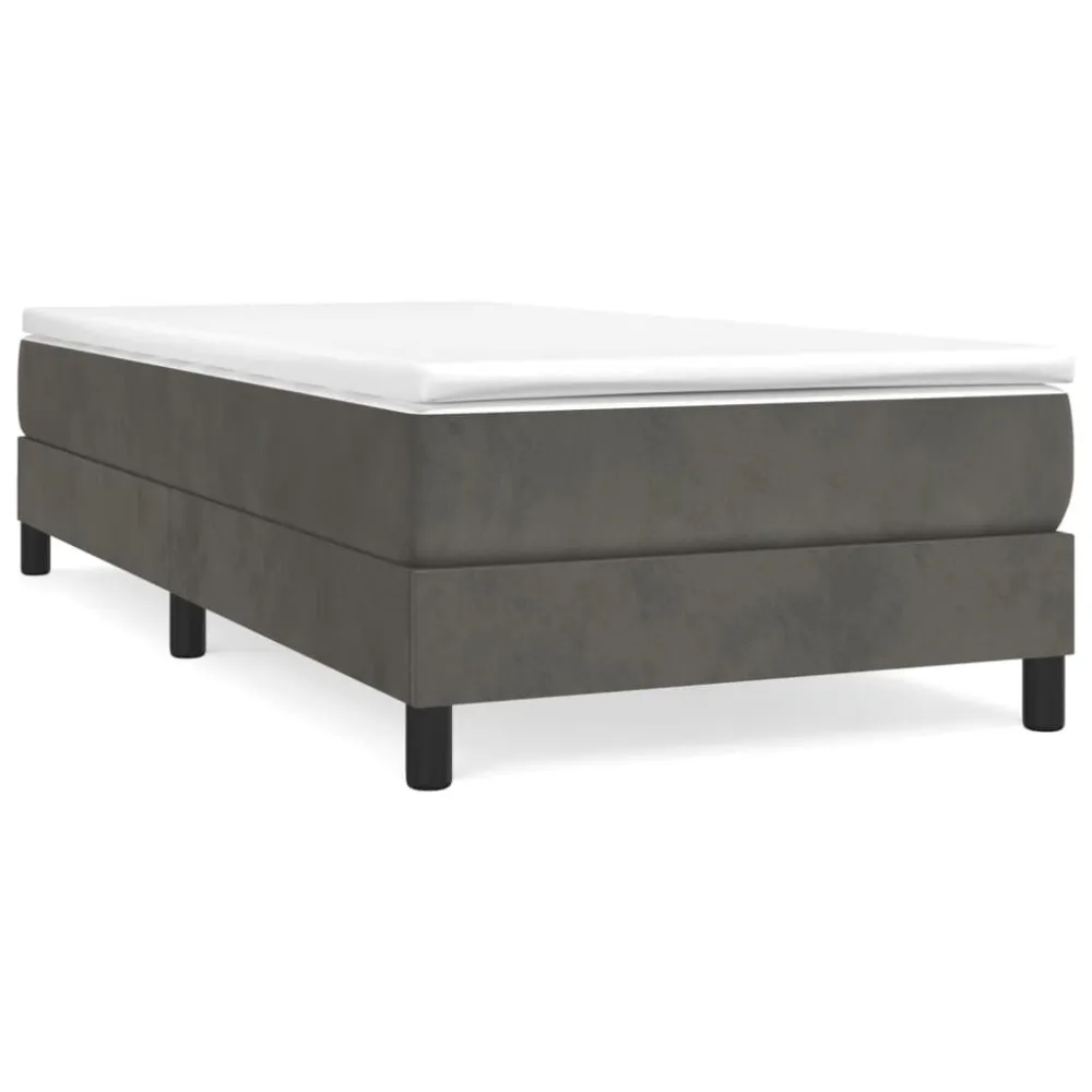 Cama com molasemcolchão 90x200 cm veludo cinza-escuro com Isolamento Térmico