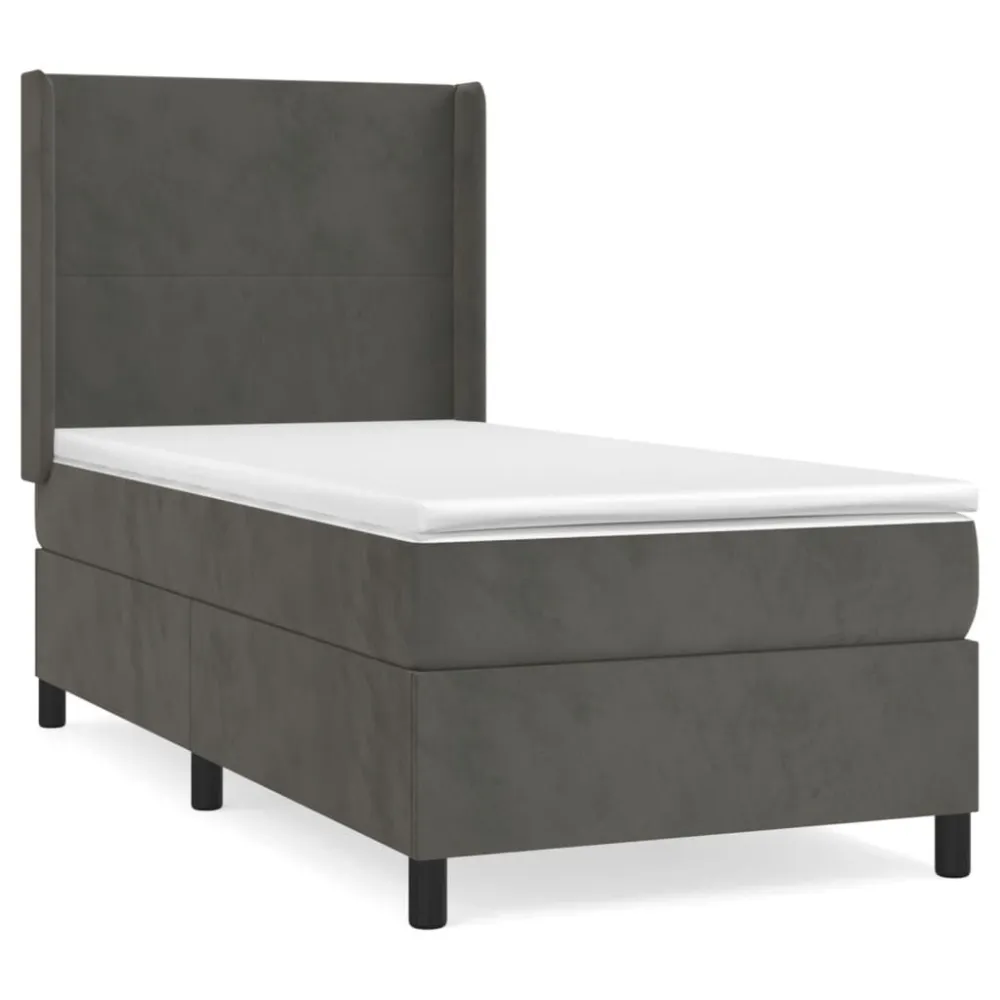 Cama com molasemcolchão 90x200 cm veludo cinza-escuro from Portugal
