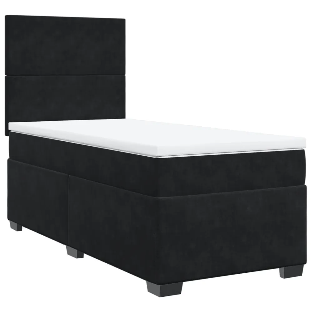 Cama com molasemcolchão 90x200 cm veludo preto para Noites Frias