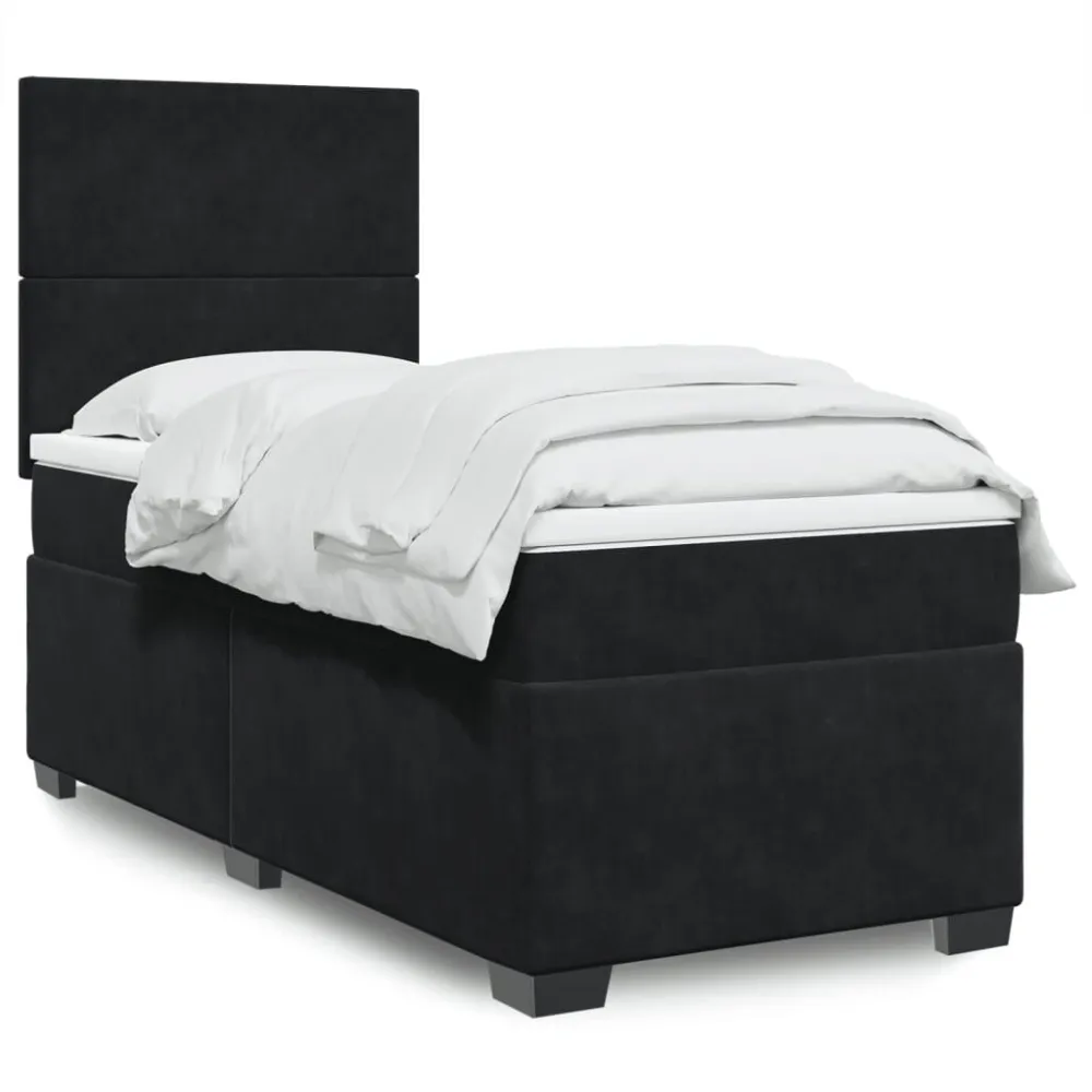 Cama com molasemcolchão 90x200 cm veludo preto para Noites Frias