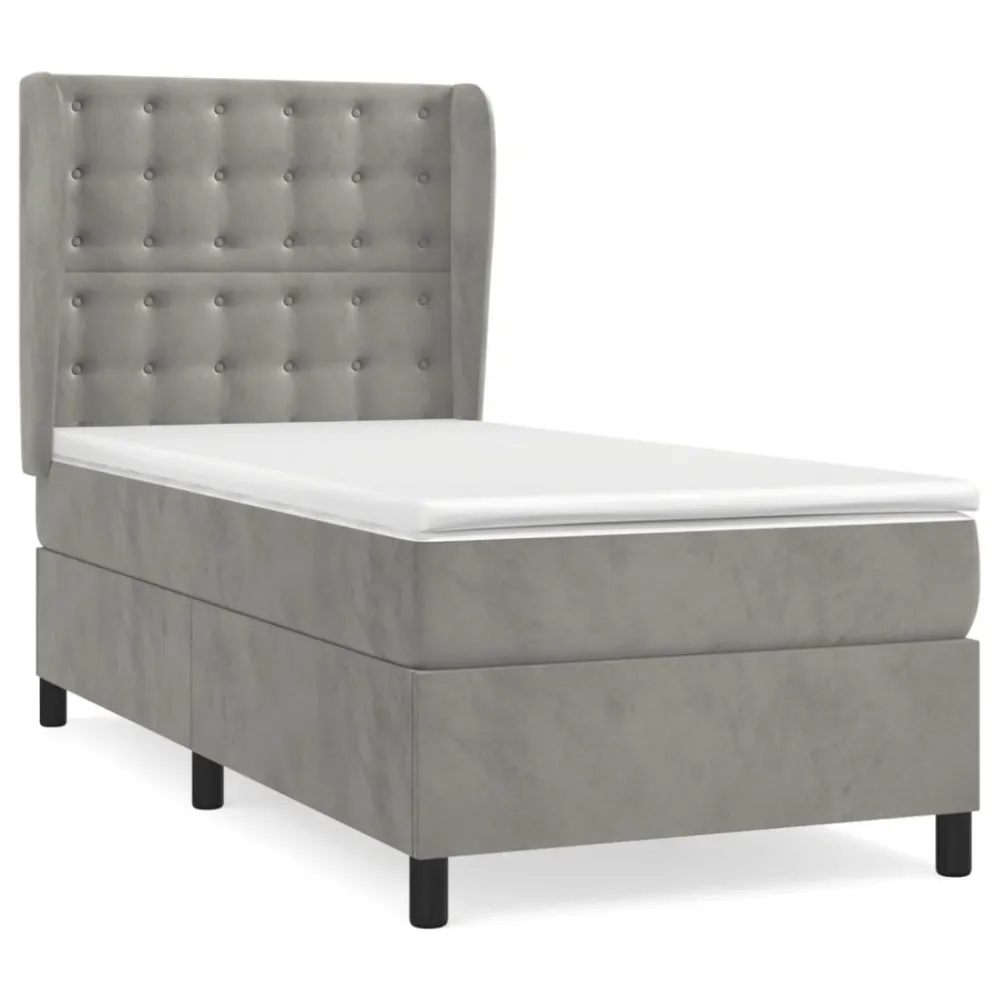 Edredão de Pluma Branca Cama com molasemcolchão 90x190 cm veludo cinza-claro