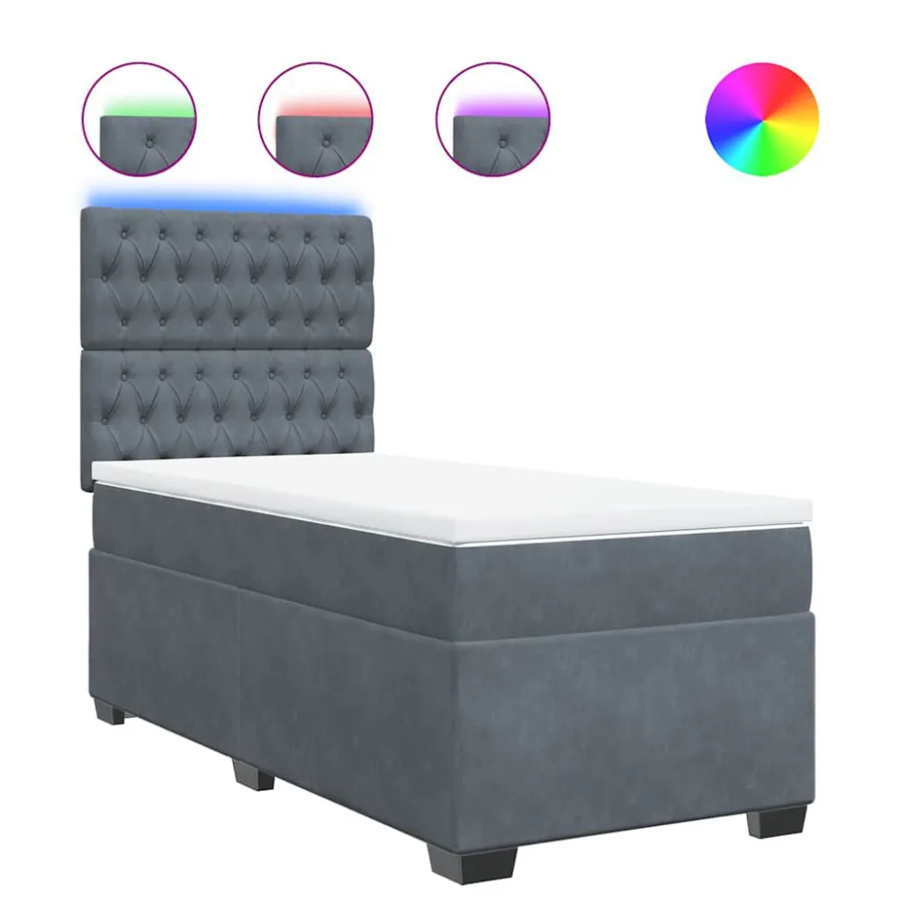 Hipoalergênico Certificado Cama com molasemcolchão 100x200 cm veludo cinza-escuro
