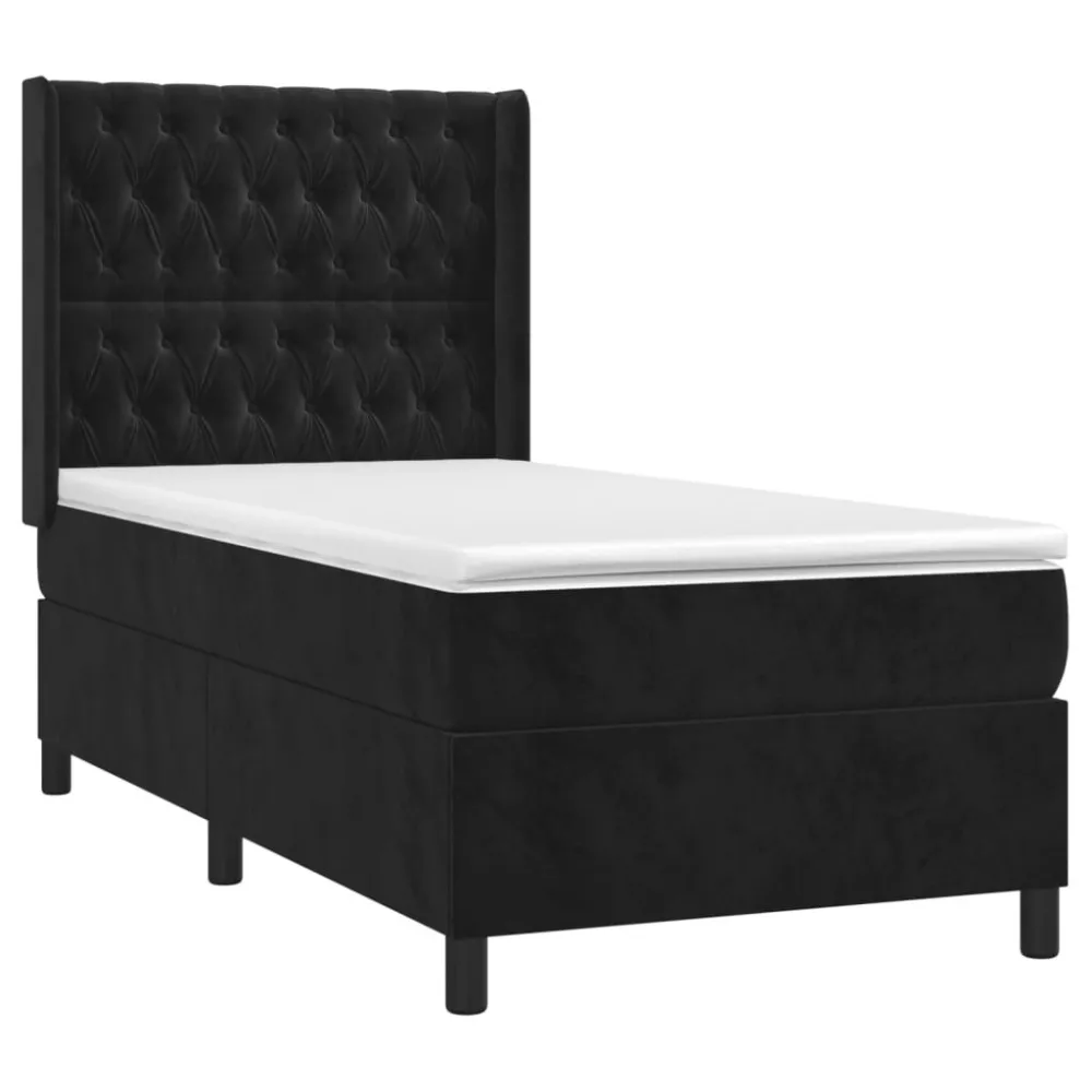 Hipoalergênico Certificado Cama com molasemcolchão 90x200 cm veludo preto