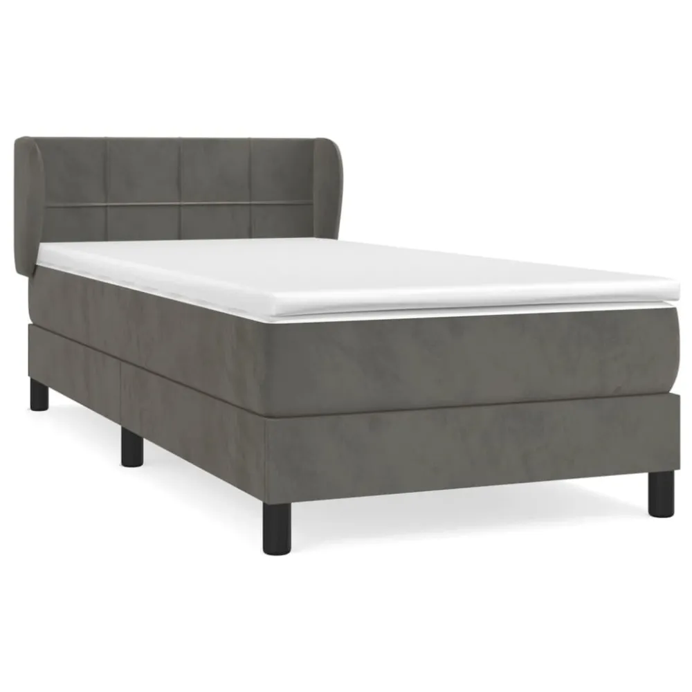 Hipoalergênico Certificado Cama com molasemcolchão 90x200 cm veludo cinza-escuro