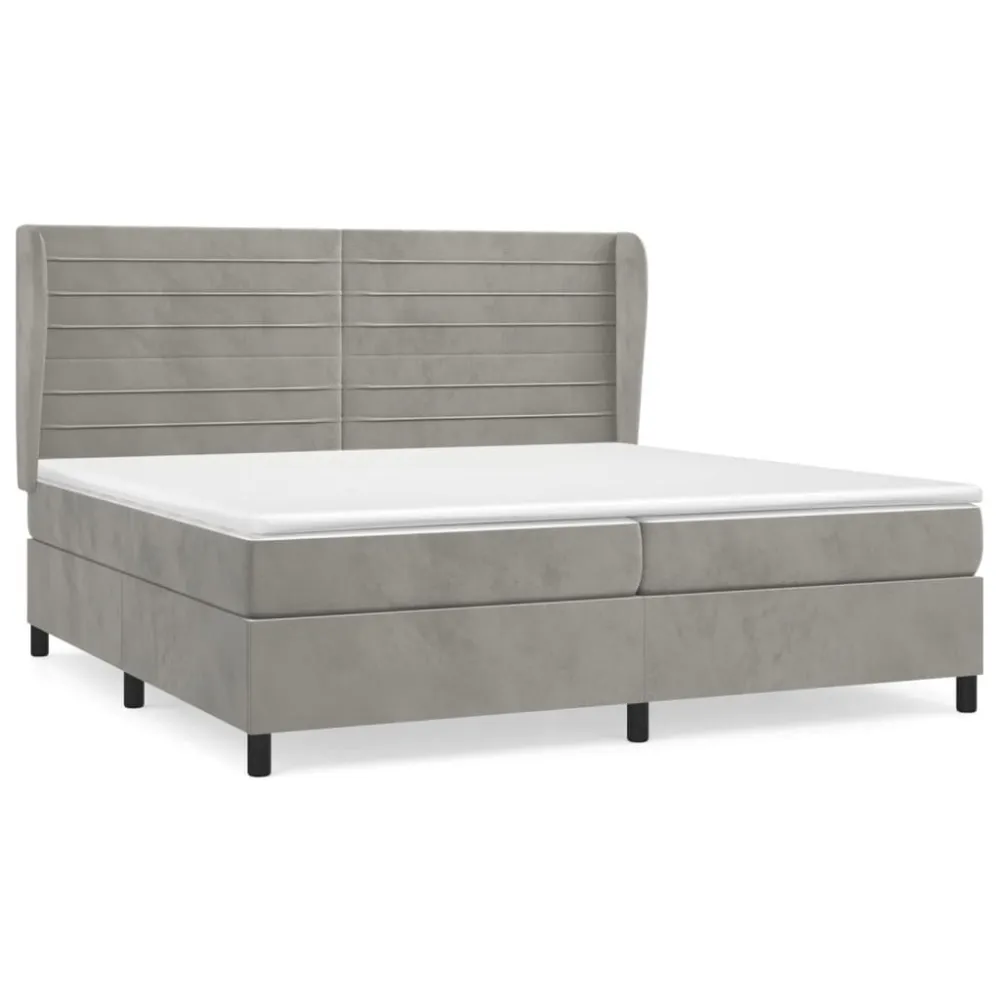 Premium Algodão Egípcio Cama com molasemcolchão 200x200 cm veludo cinzento-claro
