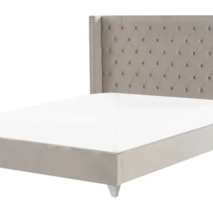 Velvet EU Super King Size Bed Light Grey LUBBON