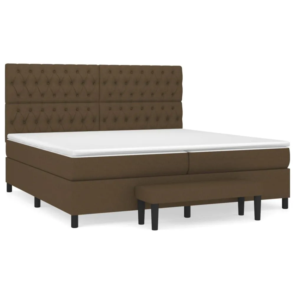 Cama com molasemcolchão 200x200 cm tecido castanho-escuro com Fronhas