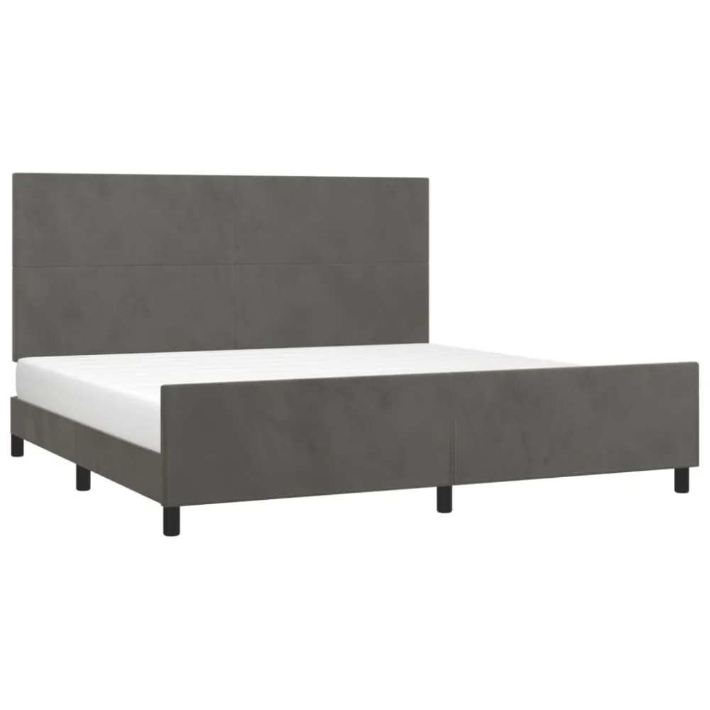 Estrutura de cama sem colchão 200x200 cm veludo cinzento-escuro para Cama de Casal
