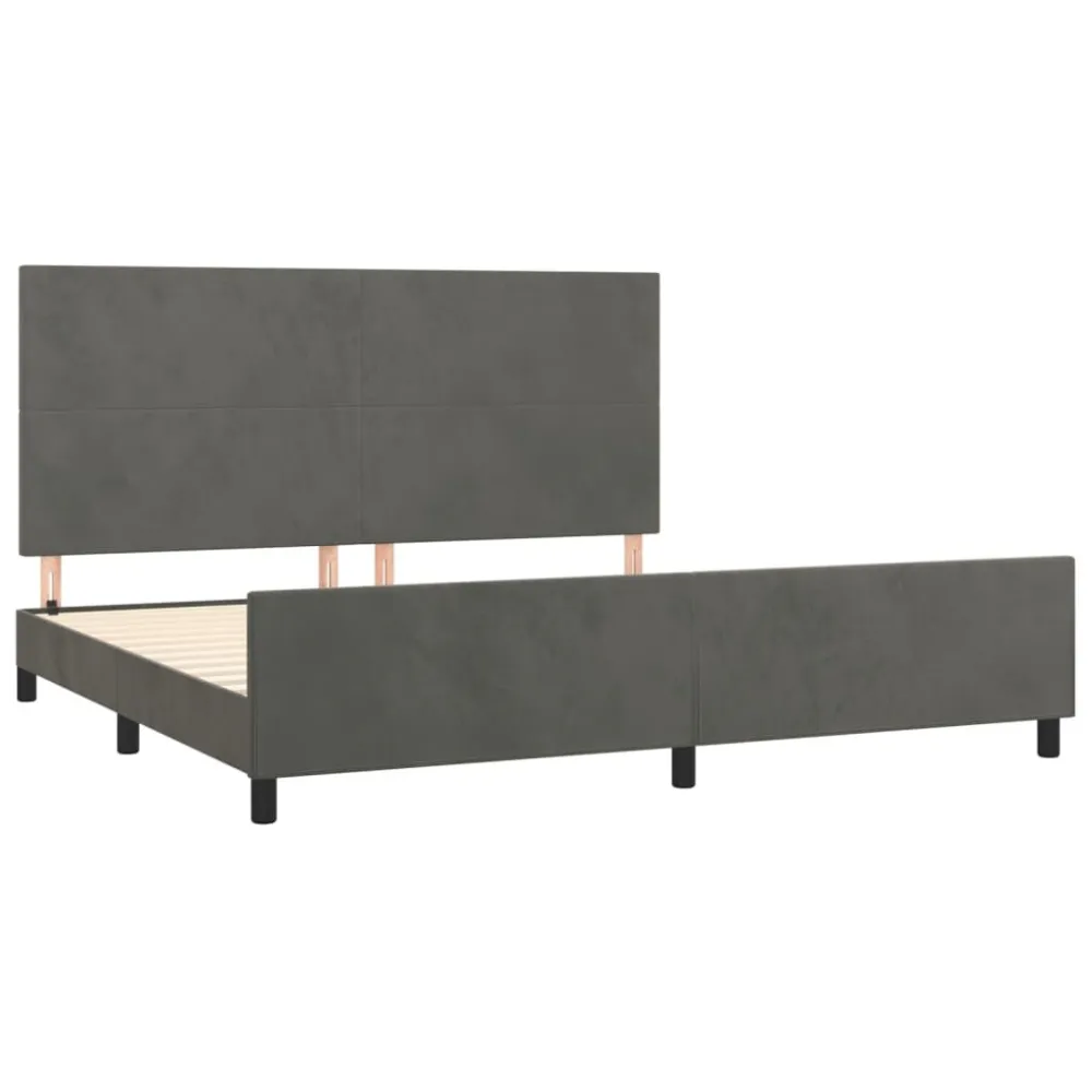 Estrutura de cama sem colchão 200x200 cm veludo cinzento-escuro para Cama de Casal