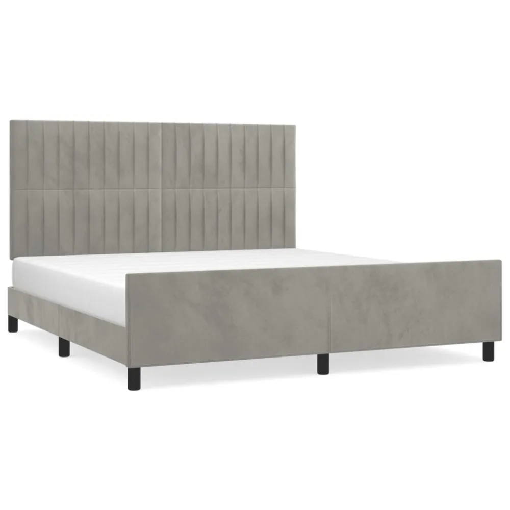 Estrutura de cama sem colchão 160x200 cm veludo cinzento-claro - 300 Fios