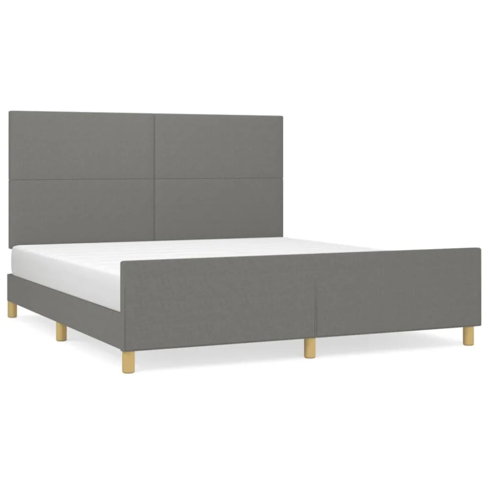 Térmico Regulador Estrutura de cama sem colchão 160x200 cm tecido cinzento-escuro