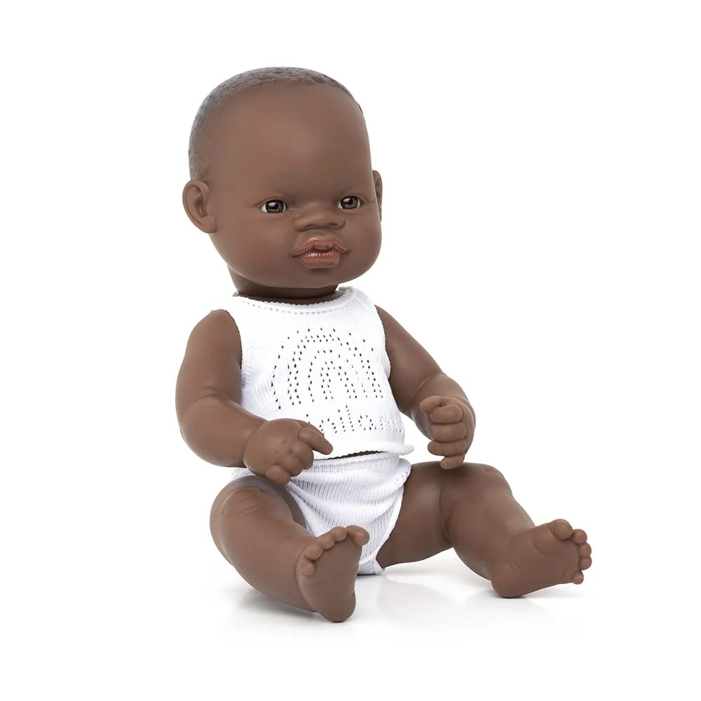 Conjunto Cama Infantil Boneca Bebé Africana 32cm (Enviado em Caixa e com Roupa Interior)
