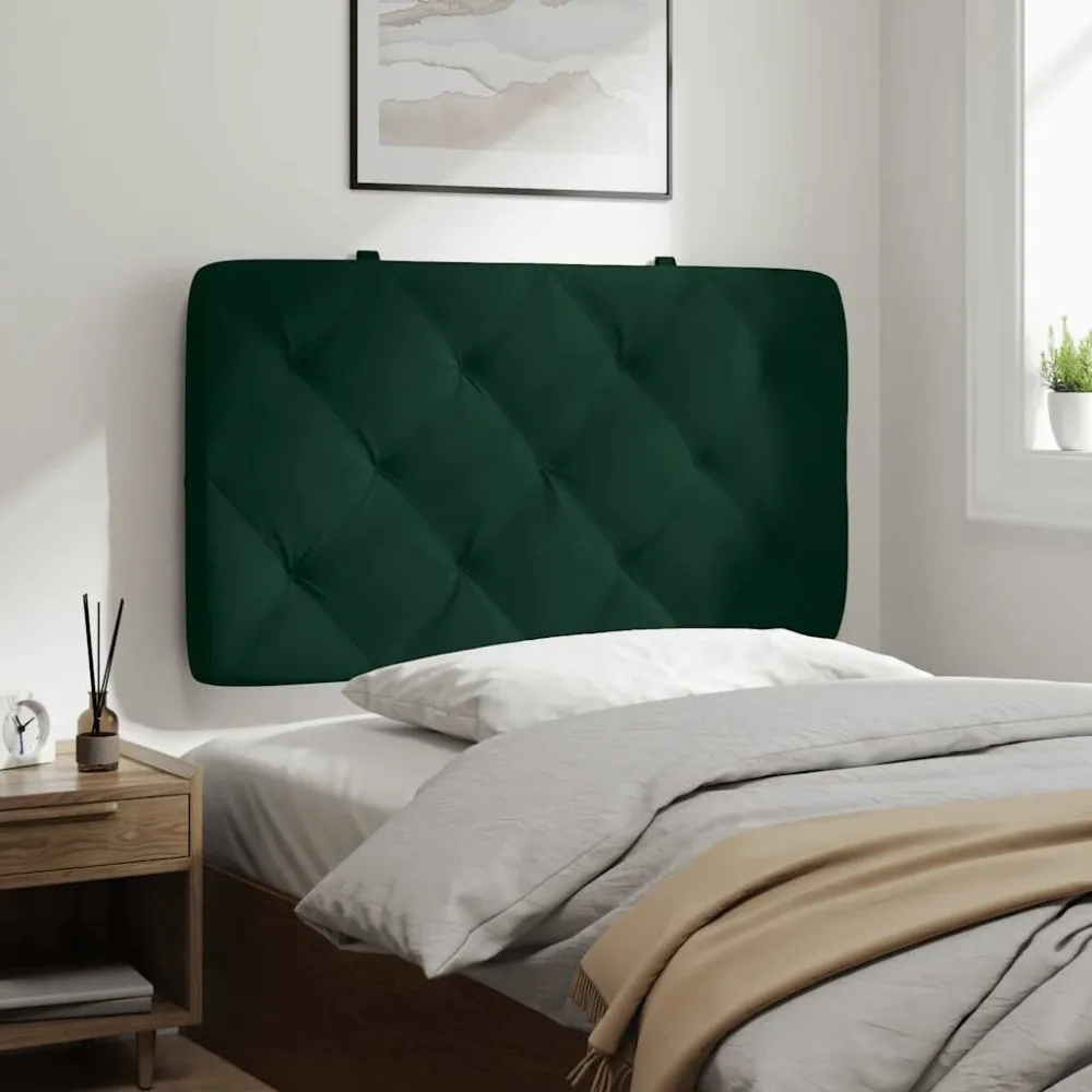 Almofadão de cabeceira 80 cm veludo verde-escuro 100% Poliéster