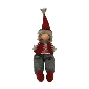 Elfos Nórdicos de Natal Tecido de Natal Vermelho Cinzento Decoração de Natal com Certificado de Autenticidade