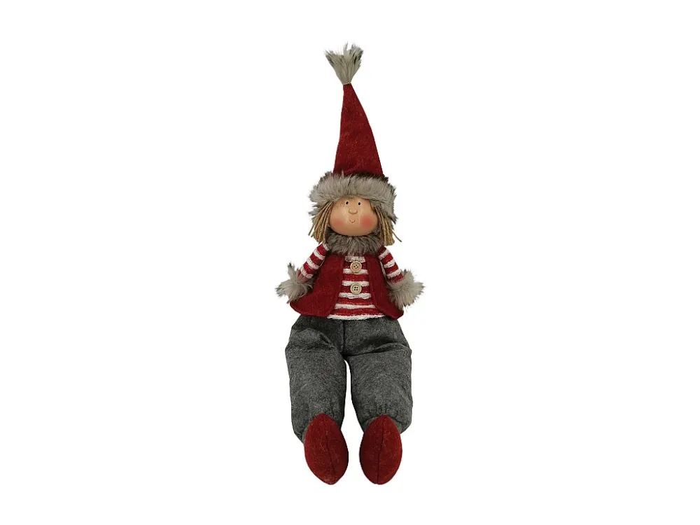 Elfos Nórdicos de Natal Tecido de Natal Vermelho Cinzento Decoração de Natal com Certificado de Autenticidade