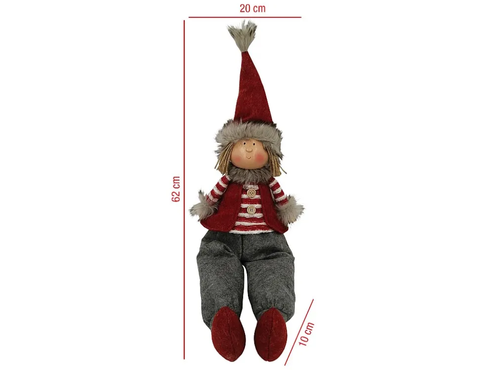 Elfos Nórdicos de Natal Tecido de Natal Vermelho Cinzento Decoração de Natal com Certificado de Autenticidade