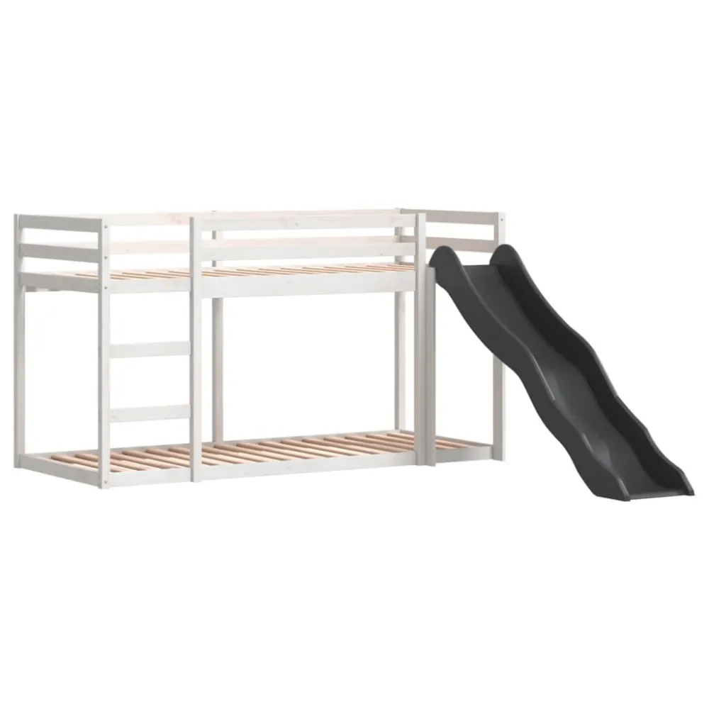 Beliche com escorrega e escada 90x190 cm pinho maciço branco