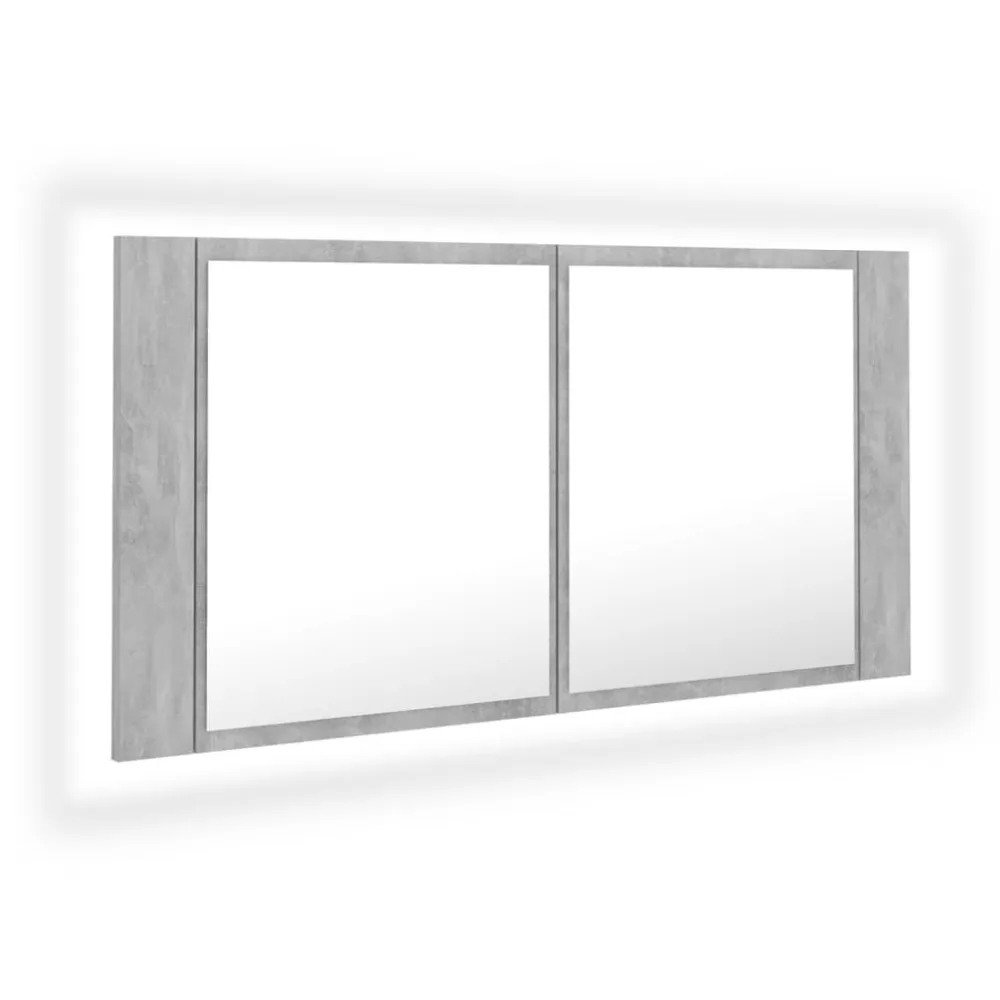 Armário espelhado casa de banho LED acrílico cinza cimento para Banheiro Moderno