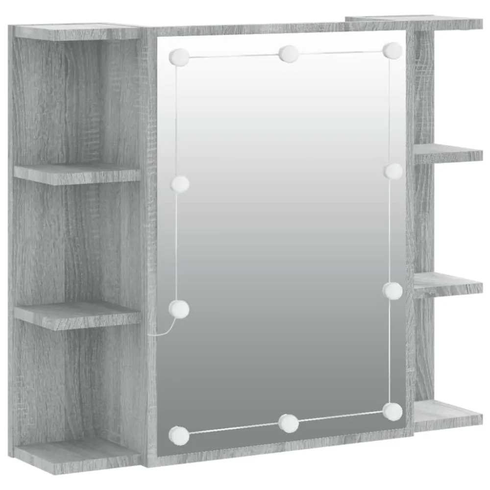 Dispenser de Sabão Armário espelhado com LED 70x16,5x60 cm sonoma cinza