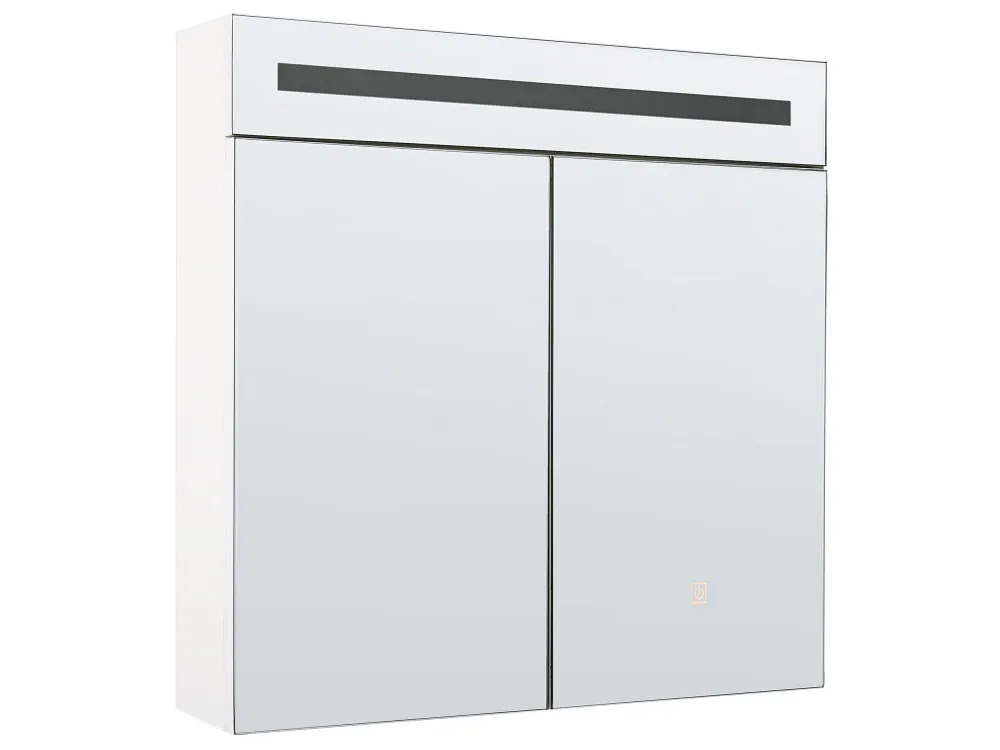 Dispenser de Sabão Armário de parede com espelho e iluminação LED branco 60 x 60 cm JARAMILLO