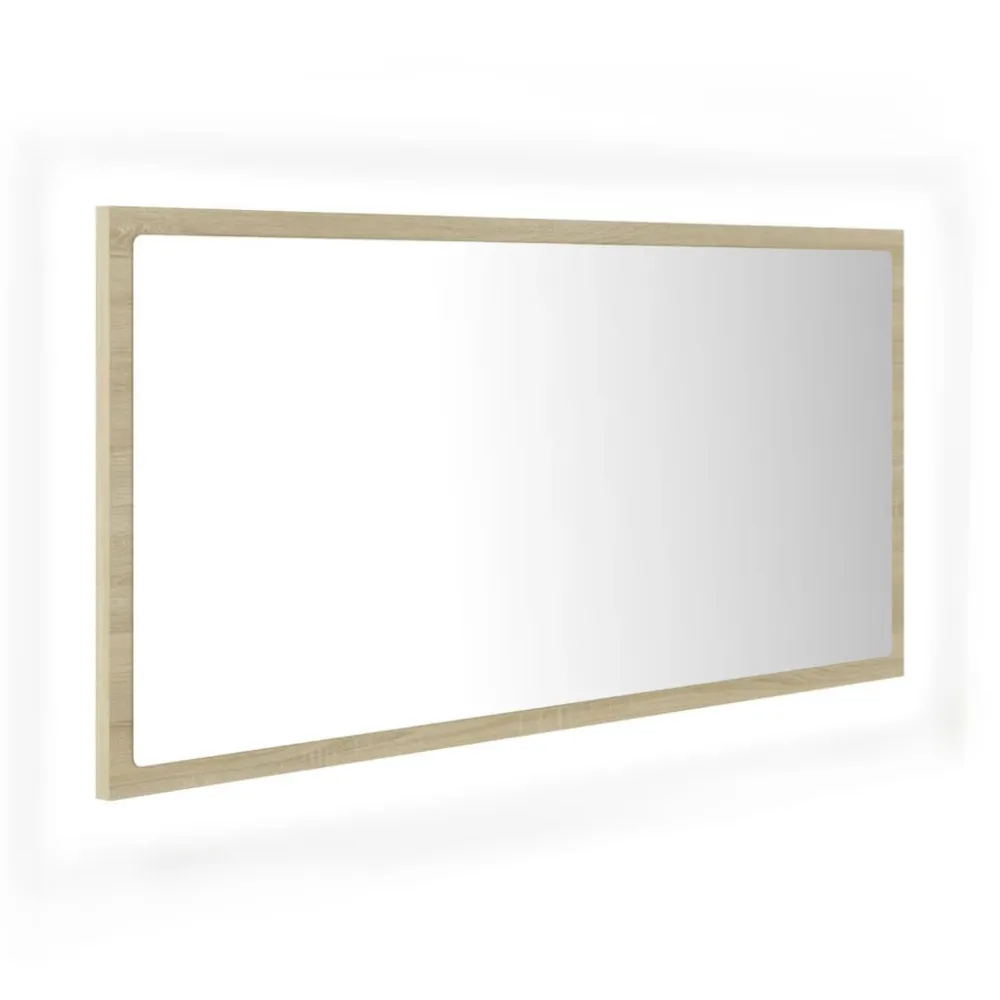 Resistente à Água Espelho casa banho com LED 90x8,5x37 cm acrílico carvalho sonoma