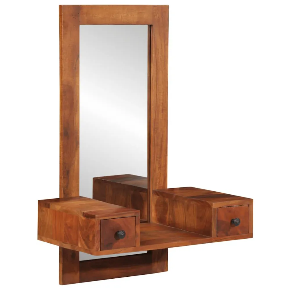 Design de Luxo Espelho de parede com gavetas 60x33x90 cm acácia madeira maciç
