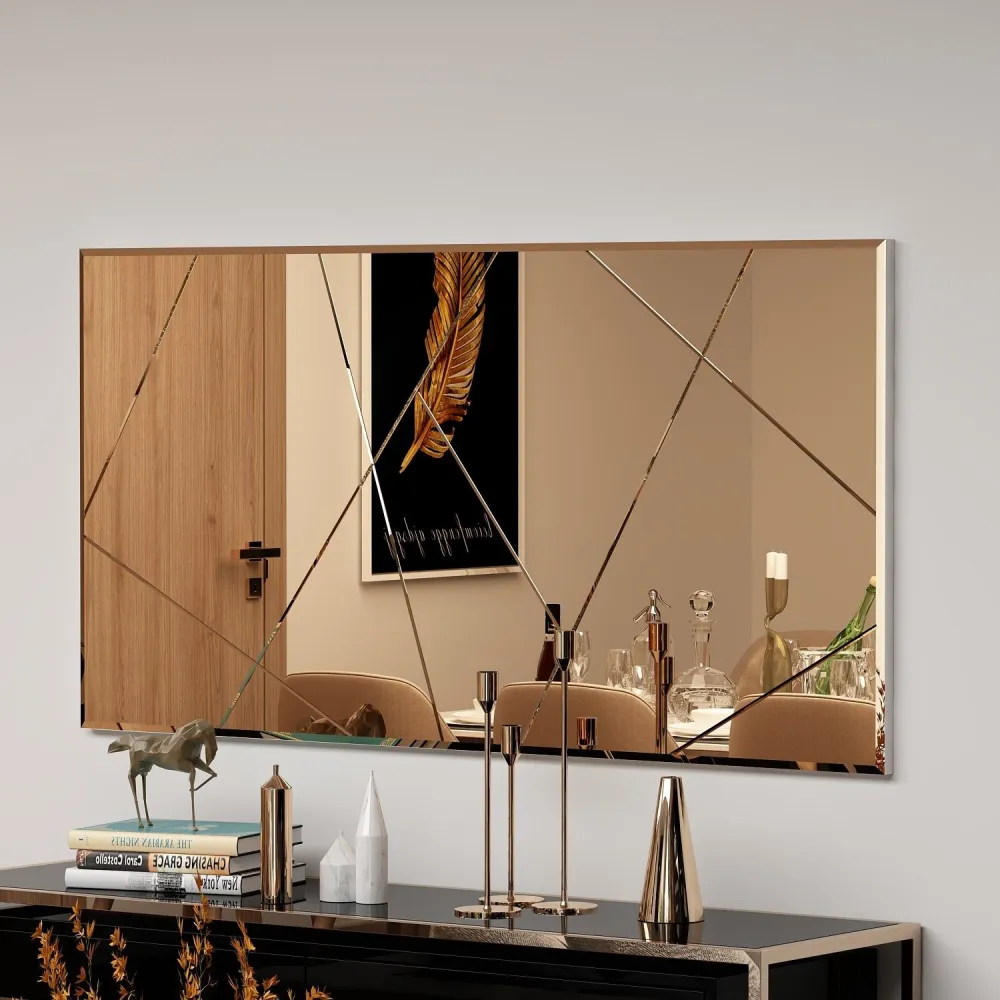 Espelho com Prateleira Espelho decorativo Tongo L120xH60cm Âmbar escuro