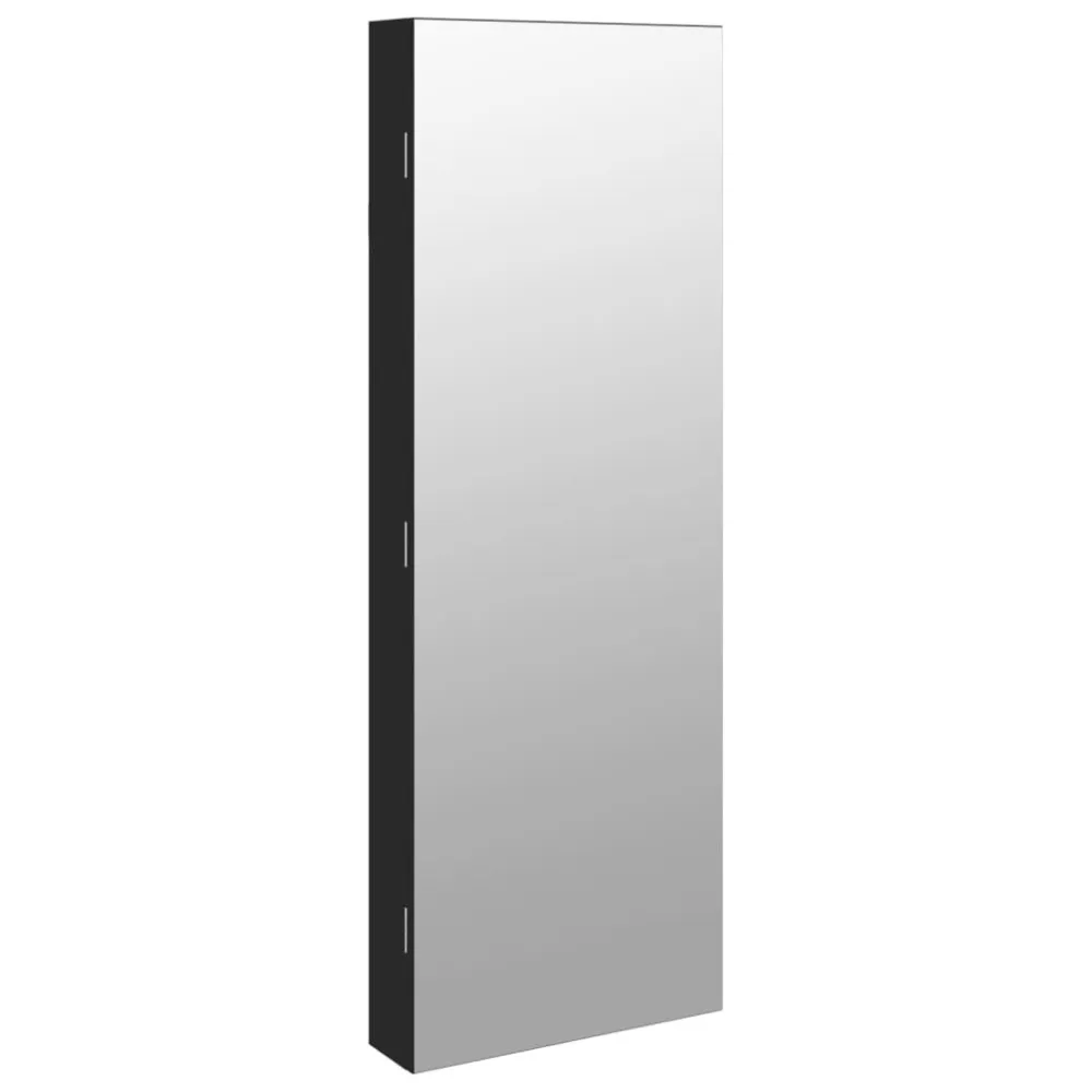 Móvel para joias de parede espelhado com luzes LED preto Com Ganchos para Pendurar