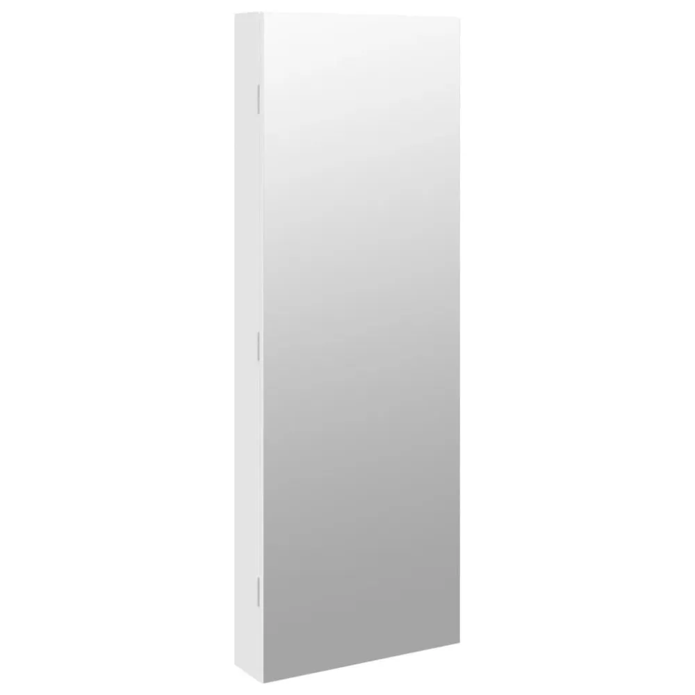 Móvel para joias de parede espelhado com luzes LED branco Com Ganchos para Pendurar
