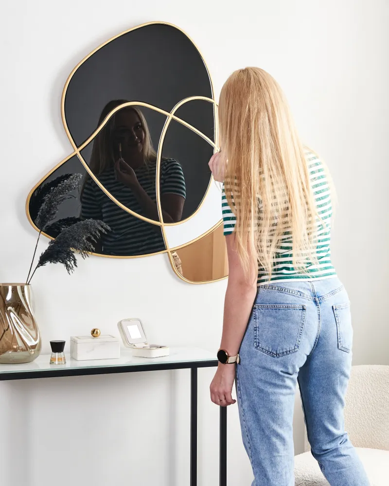Wall Mirror TAILLY Carvão Com Ganchos para Pendurar